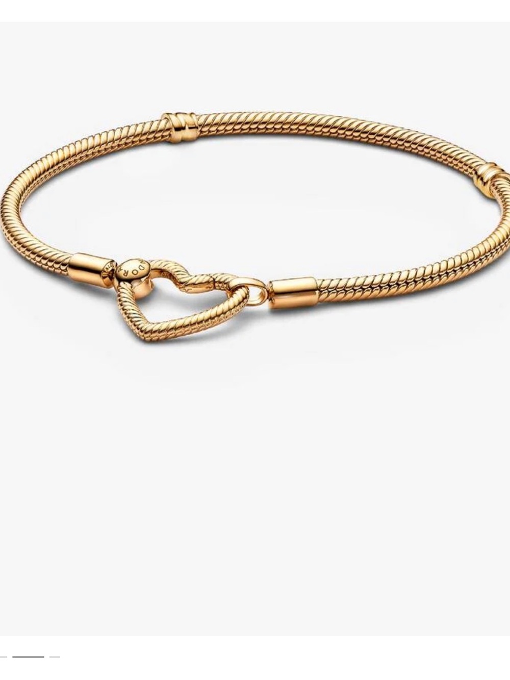 Pandora 14k Gold Heart Clasp Snake Chain Bracelet 7.1 in
